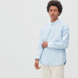 EVERLANE The Standard Fit Japanese Oxford Shirt Uniform Light Blue Size XL